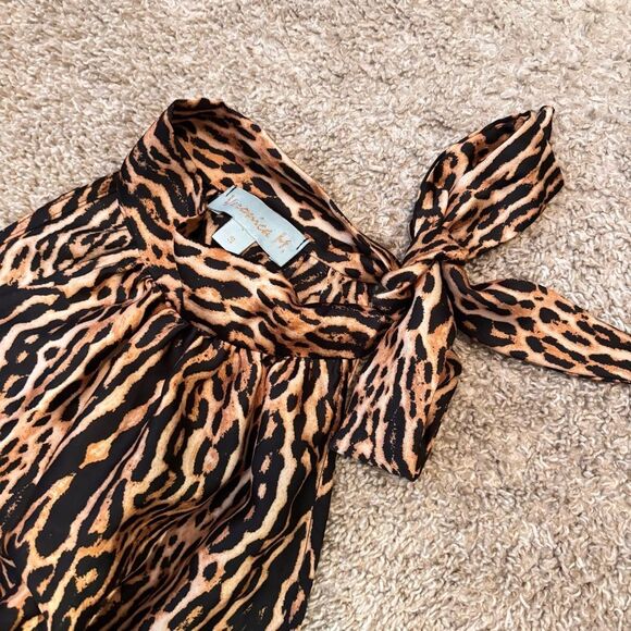 VERONICA M. Marina Women’s High Neck Halter Tie Top Size S Leopard Print - Picture 4 of 4